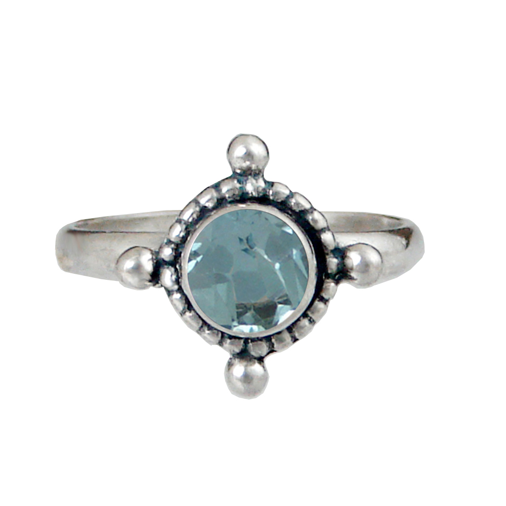 Sterling Silver Gemstone Ring With Blue Topaz Size 8